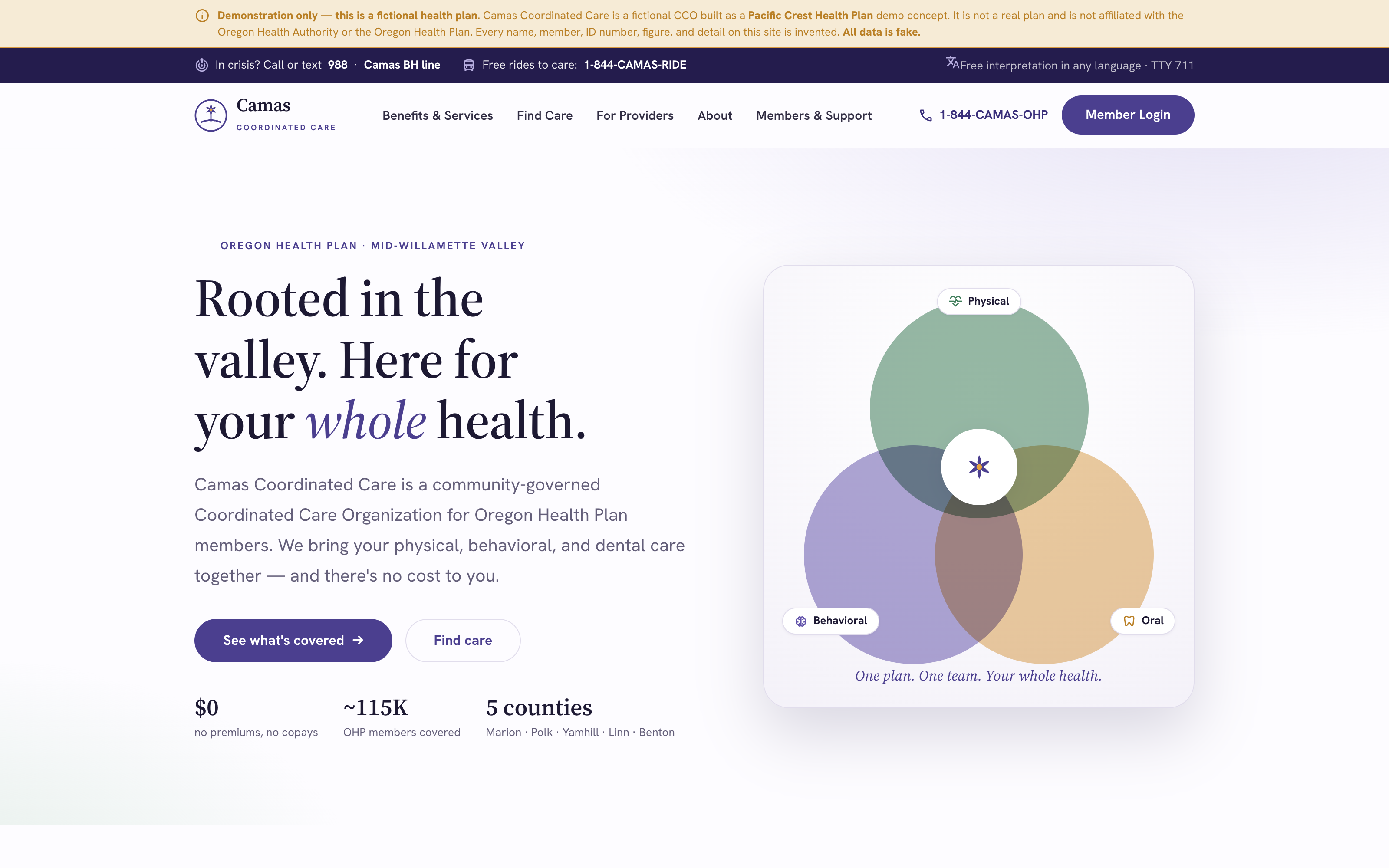Camas Coordinated Care marketing home