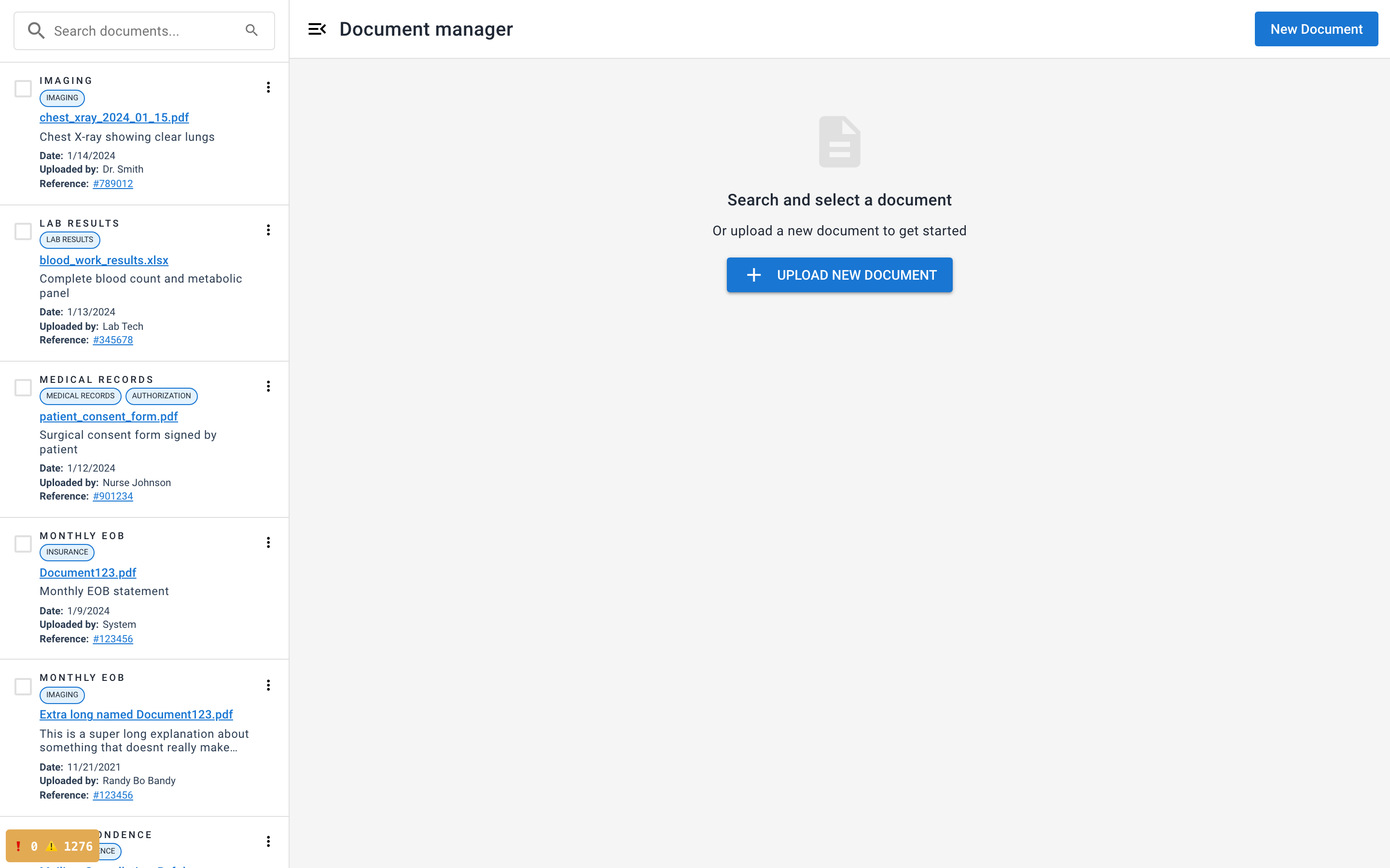 Document Manager with synthetic imaging files
