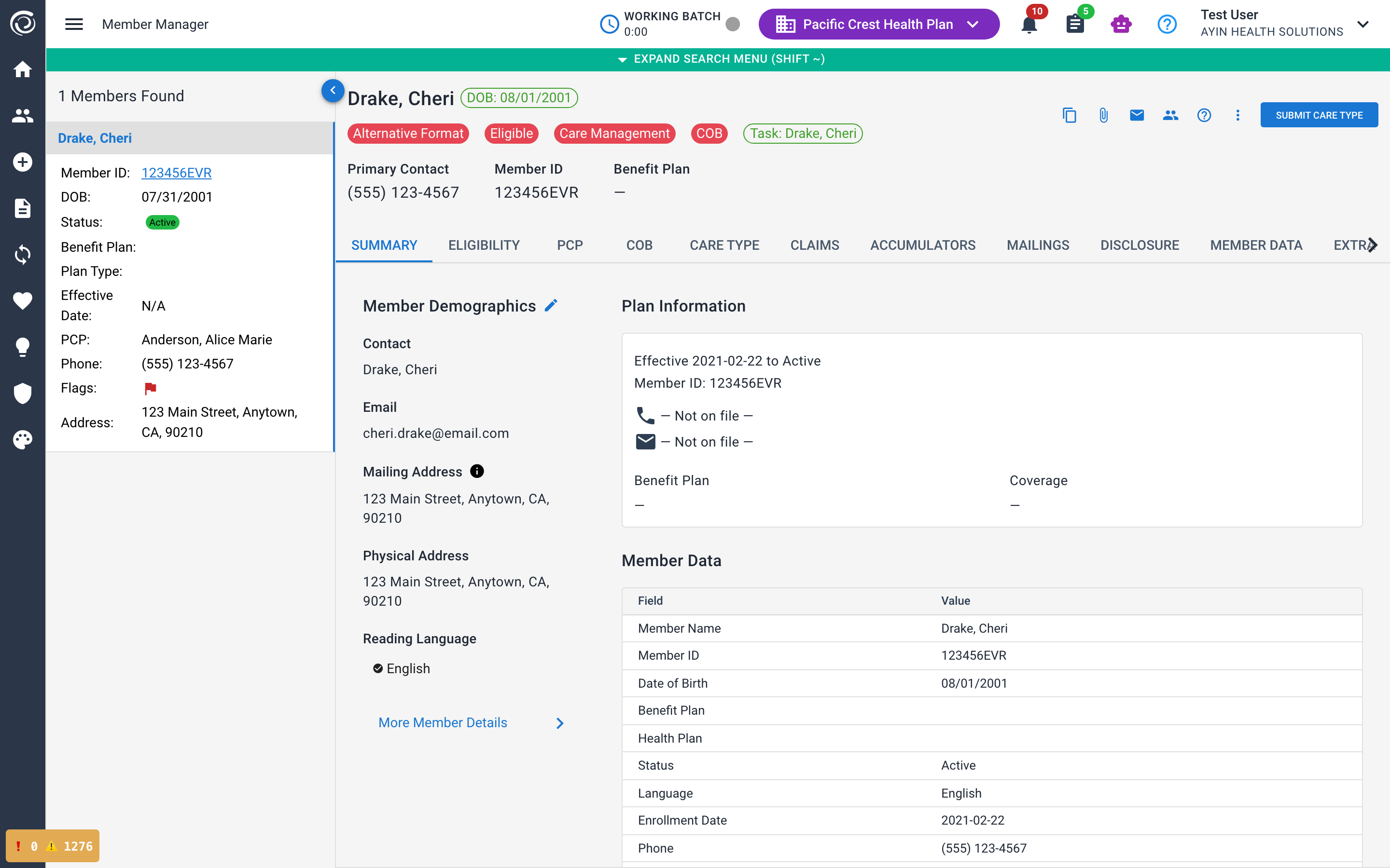 Member Manager with synthetic members in results rail