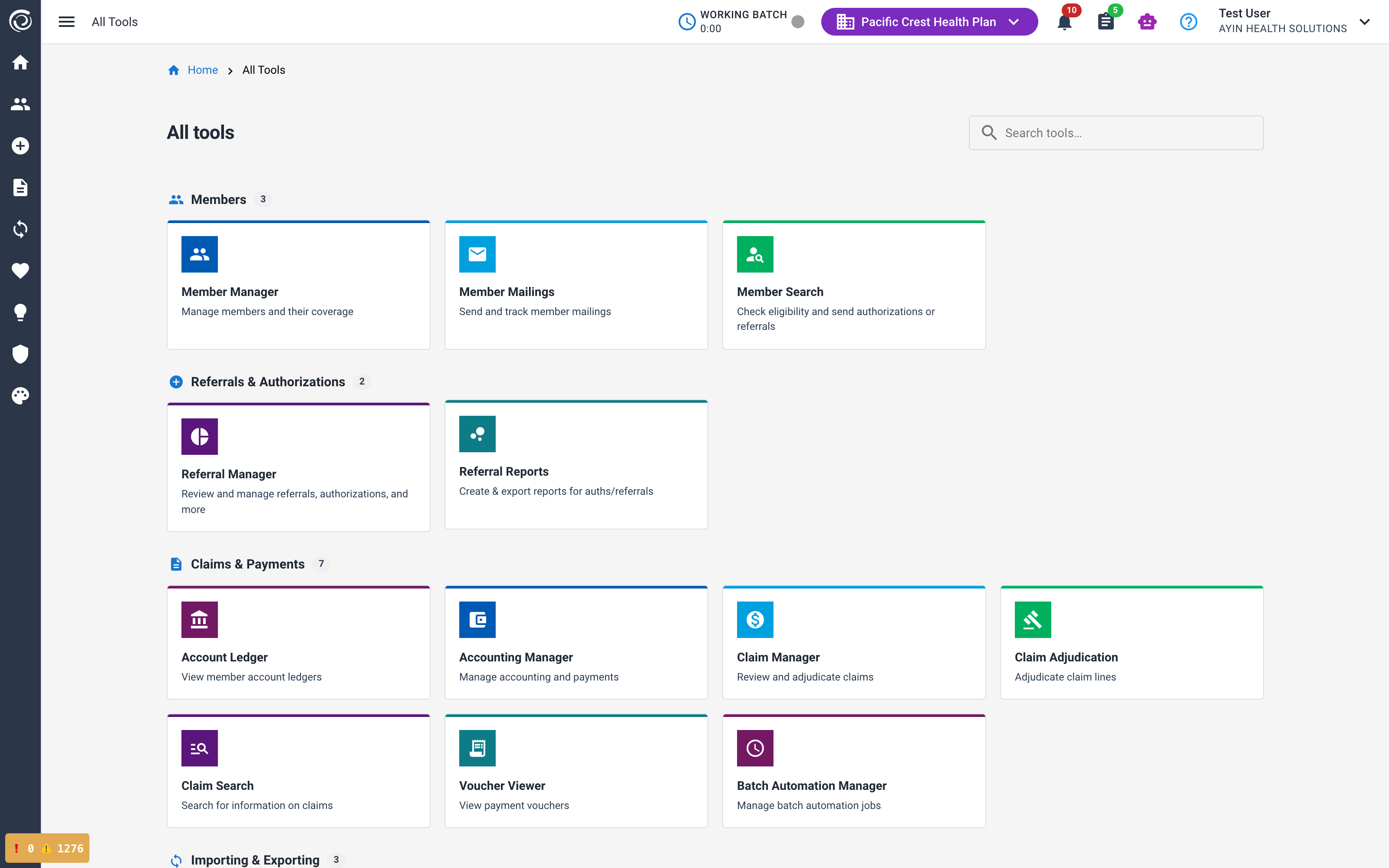 CIM lab All Tools catalog