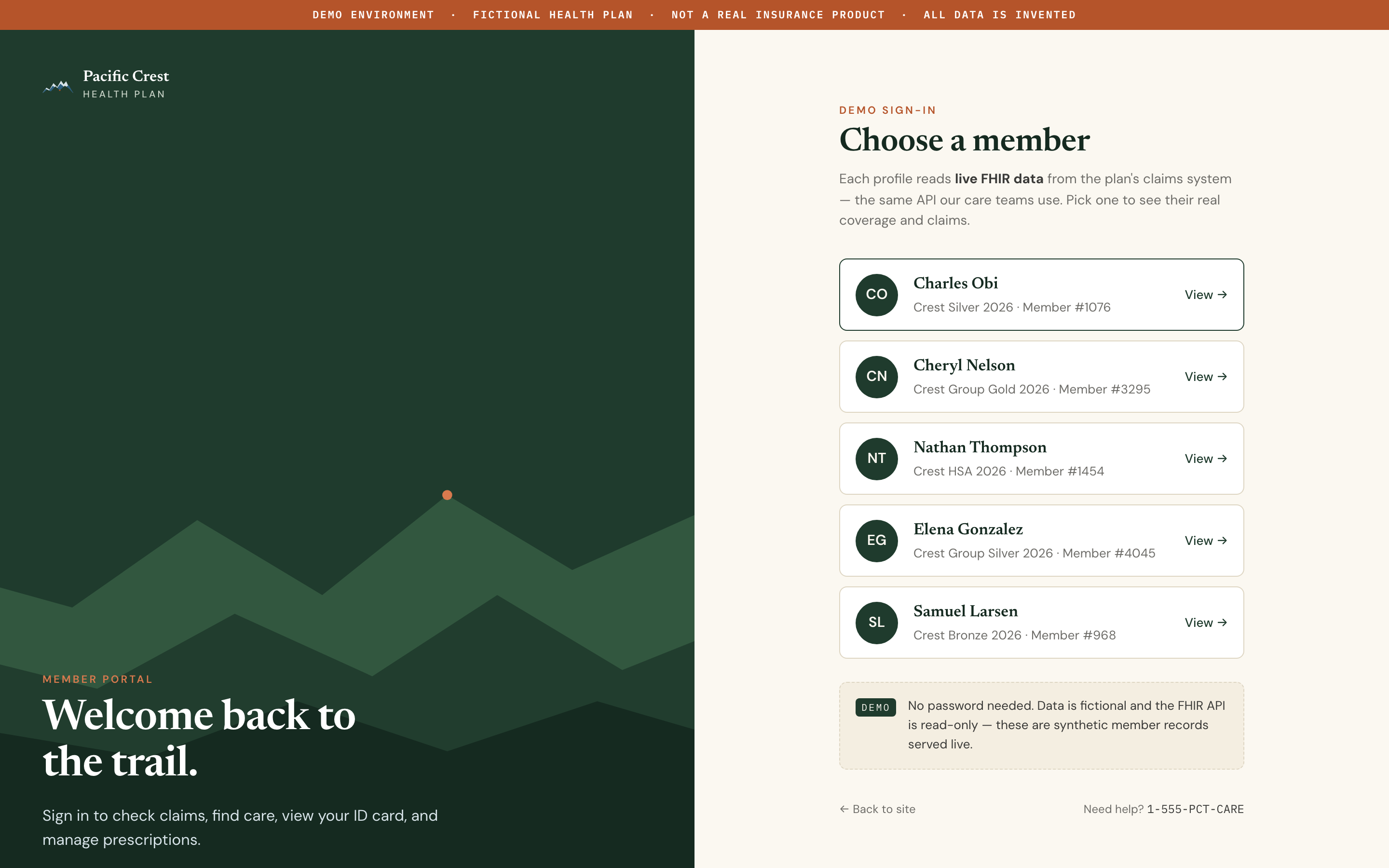 Pacific Crest member portal